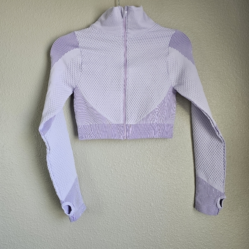 NEW Countouring Gym Yoga Outfit Colorblock Zip Up Sport Jacket Crop L - Picture 2 of 10